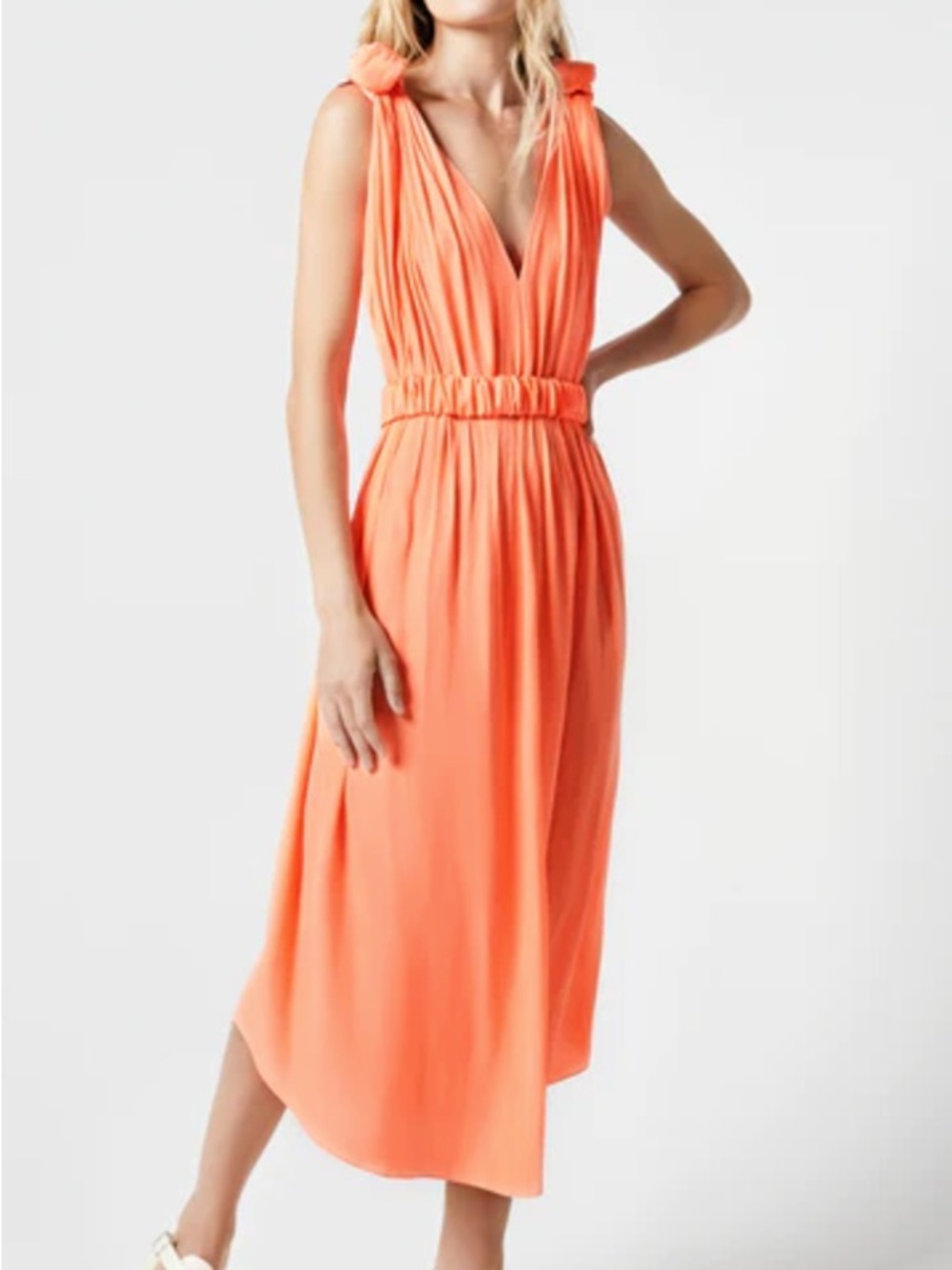 Smythe Knot Dress in Neon Coral Size S
